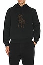 view 4 of 5 Long Sleeve Double Knit Tech Hoodie With Large Camo Pony in Black