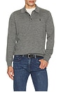 view 4 of 5 Merino Wool Button Placket Polo Sweater in Fawn Grey Heather