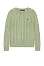 view 4 of 5 Cable Knit Crewneck Sweater in Fern Green Heather