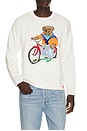 view 1 of 5 Long Sleeve Cotton Novelty Harbor Island Bear Rollneck Sweater in Deckwash White