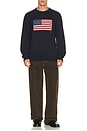 view 4 of 5 Roving Cotton USA Flag Crewneck Sweater in Hunter Navy