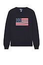 view 5 of 5 Roving Cotton USA Flag Crewneck Sweater in Hunter Navy