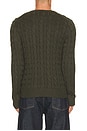 view 2 of 5 Cotton Cable Knit Crewneck Sweater in Olive Shrub Heather
