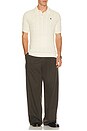 view 4 of 5 Short Sleeve Cotton Cable Knit Polo Sweater in Andover Cream