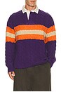 view 1 of 5 Wool Blend Cable Knit Rugby Polo Sweater in Purple Combo
