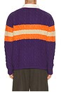 view 2 of 5 Wool Blend Cable Knit Rugby Polo Sweater in Purple Combo