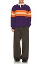 view 4 of 5 Wool Blend Cable Knit Rugby Polo Sweater in Purple Combo