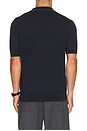 view 2 of 5 CUELLO SHORT SLEEVE COTTON RIB STITCH POLO SWEATER WITH JOHNNY in Hunter Navy