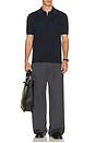 view 4 of 5 CUELLO SHORT SLEEVE COTTON RIB STITCH POLO SWEATER WITH JOHNNY in Hunter Navy