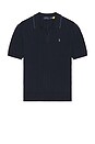 view 5 of 5 CUELLO SHORT SLEEVE COTTON RIB STITCH POLO SWEATER WITH JOHNNY in Hunter Navy