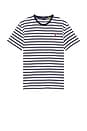 view 1 of 5 Short Sleeve Classic Stripe T-Shirt in White & Newport Navy