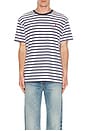 view 4 of 5 Short Sleeve Classic Stripe T-Shirt in White & Newport Navy