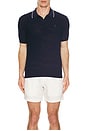 view 4 of 5 Short Sleeve Johnny Collar Sweater in Bright Navy