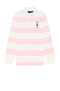 view 1 of 5 Heritage Icon Bear Rugby Shirt in Pink & White