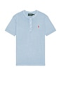 view 1 of 5 Short Sleeve Slub Jersey Henley T-Shirt in Chambray Blue