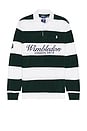 view 1 of 5 Wimbledon Terry Graphic Rugby Shirt in Moss Agate & White