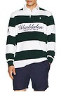 view 4 of 5 Wimbledon Terry Graphic Rugby Shirt in Moss Agate & White