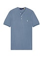 view 1 of 5 Short Sleeve Featherweight Mesh Henley in Capri Blue