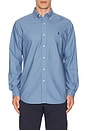 view 4 of 5 Long Sleeve Garment Dyed Oxford Sport Shirt in Bastille Blue