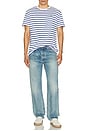 view 5 of 5 Jersey Knit Crewneck Stripe T-Shirt in White & Royal