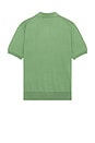 view 2 of 5 Short Sleeve Cotton Placket Pullover Sweater in Fatigue