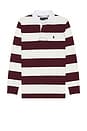 view 1 of 5 Long Sleeve Iconic Rugby Polo in Wine & Trophy Cream