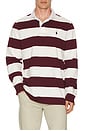 view 4 of 5 Long Sleeve Iconic Rugby Polo in Wine & Trophy Cream