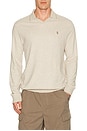 view 1 of 5 Long Sleeve Textured Johnny Collar Polo in Expedition Dune Heather