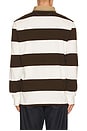 view 2 of 5 Long Sleeve Collared Rugby Shirt in Dark Brown & Trophy Cream