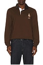 view 1 of 5 Long-sleeve Jersey Knit Novelty Bear Rugby Polo W/ Cord Collar in Branch Brown