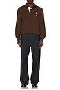 view 3 of 5 Long-sleeve Jersey Knit Novelty Bear Rugby Polo W/ Cord Collar in Branch Brown