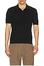 view 1 of 5 Short Sleeve Linen Johnny Collar Sweater in Polo Black