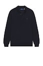 view 4 of 5 Long Sleeve Merino Wool Button Placket Polo Sweater in Hunter Navy