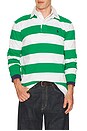 view 1 of 5 Long Sleeve Iconic Stripe Rugby Polo in Green