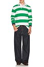 view 3 of 5 Long Sleeve Iconic Stripe Rugby Polo in Green