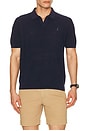 view 1 of 5 Short Sleeve Textured Johnny Collar Polo Sweater in Bright Navy & Deckwash White