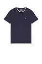 view 4 of 5 Short Sleeve Stretch Mesh Crewneck Tee W Tipping Collar in Newport Navy