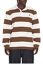 view 1 of 5 Long Sleeve Iconic Rugby Stripe Polo in Pale Russet & Trophy Cream