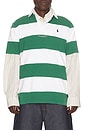 view 1 of 5 POLO À RAYURES SHORT SLEEVE JERSEY KNIT ICONIC RUGBY in Antique Green & Oxford White