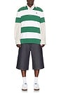 view 3 of 5 POLO À RAYURES SHORT SLEEVE JERSEY KNIT ICONIC RUGBY in Antique Green & Oxford White