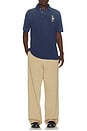 view 3 of 5 Short Sleeve Mesh Novelty Bear Polo in Medium Indigo