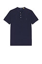 view 4 of 5 Short Sleeve Garment Dyed Featherweight Mesh Henley T-Shirt in Dark Cobalt