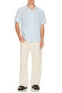 view 3 of 4 Linen Andy Camp Shirt in Office Blue