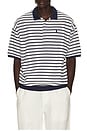view 1 of 5 Short Sleeve Yarn Dyed Jacquard Textured Interlock Striped Polo in Nevis & Newport Navy