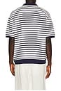 view 2 of 5 Short Sleeve Yarn Dyed Jacquard Textured Interlock Striped Polo in Nevis & Newport Navy
