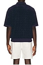 view 2 of 5 Short Sleeve Cable Terry Johnny Collar Polo in Newport Navy