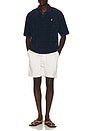 view 3 of 5 Short Sleeve Cable Terry Johnny Collar Polo in Newport Navy