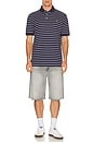 view 4 of 5 Soft Touch Thin Stripe Polo in Refined Navy & White