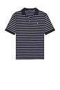 view 5 of 5 Soft Touch Thin Stripe Polo in Refined Navy & White