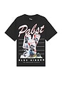 view 1 of 4 Pabst Blue Ribbon Stacked Boxy Tee in Black Pigment